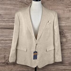 NWT Johnny Bigg Single Breasted Jude Natural Linen Suit Jacket Sz 50 Regular
